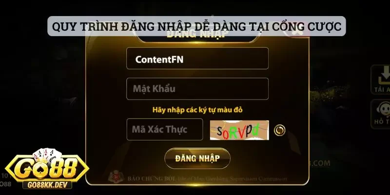 Quy trình đăng nhập dễ dàng tại cổng cược Go88